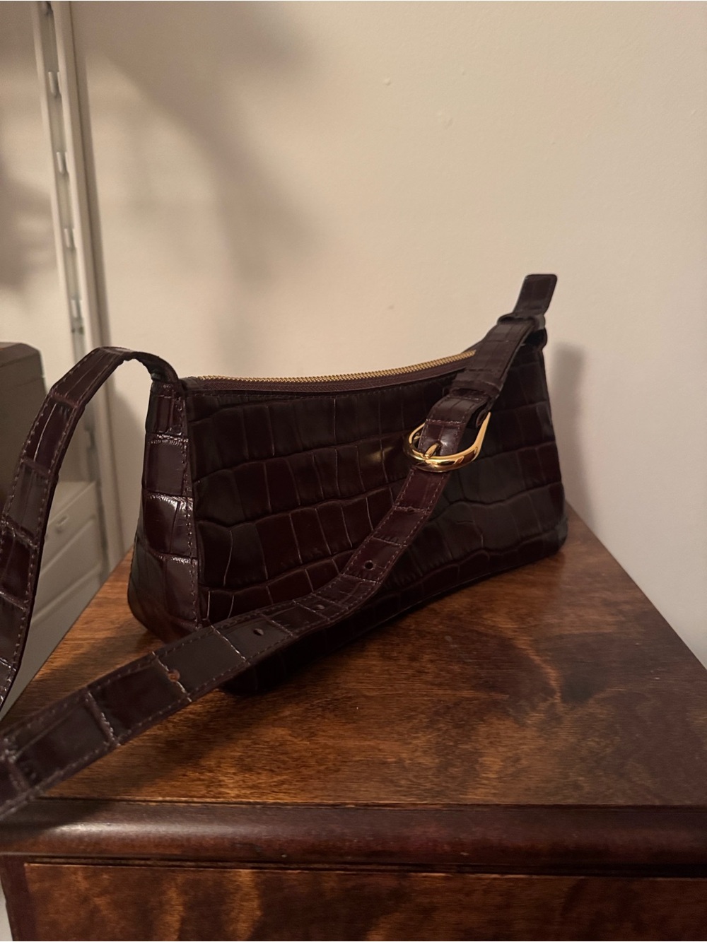 Madewell Dark Brown Structural Buckle Shoulder Bag
